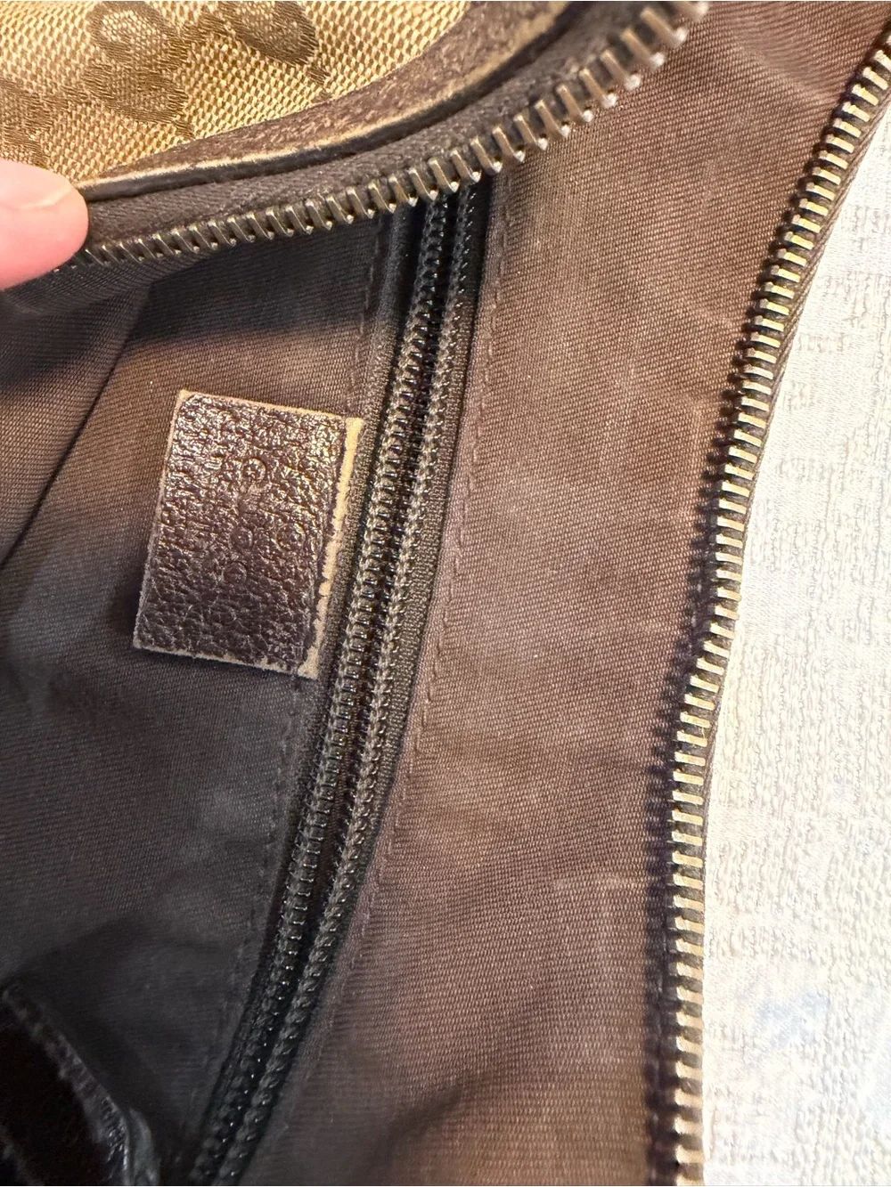 Gucci Brown Monogram Canvas Crescent Shoulder Bag with Green-Red Web Strap
